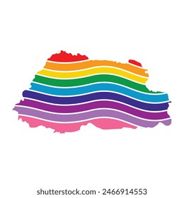 Bhutan swoosh silhouette rainbow map