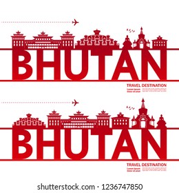 Bhutan Travel Destination Vector.