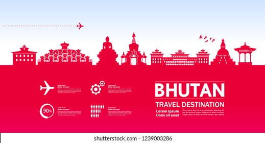 Bhutan travel destination vector.