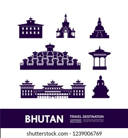 Bhutan travel destination vector.