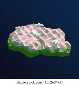 Bhutan Vector Low Poly 3D Cartoon Map