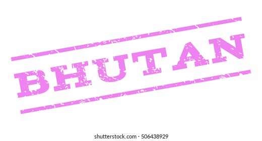 Bhutan watermark stamp. Text caption between parallel lines with grunge design style. Rubber seal stamp with unclean texture. Vector violet color ink imprint on a white background.