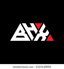 BHX triangle letter logo design with triangle shape. BHX triangle logo design monogram. BHX triangle vector logo template with red color. BHX triangular logo Simple, Elegant, and Luxurious design