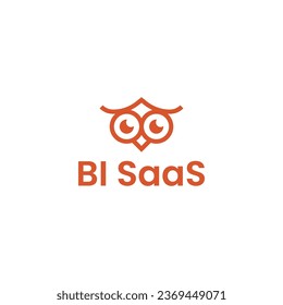 BI and analytics SaaS business logo with brand name. Owl icon. Creative design element and visual identity. Suitable for business intelligence, software, cloud computing.