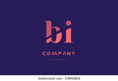 bi b i alphabet small letter blue pink creative design vector company logo icon template 