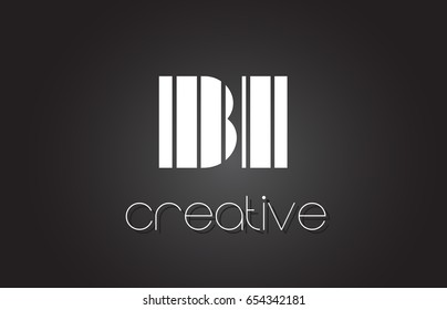 BI B I Creative Letter Logo Design With White and Black Lines.