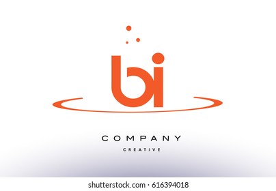 BI B I creative orange swoosh dots alphabet company letter logo design vector icon template