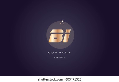 bi b i  gold yellow golden metal metallic bold luxury product modern creative gradient alphabet company logo design vector icon template