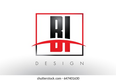 BI B I Logo Letters with Red and Black Colors and Swoosh. Creative Letter Design Vector.