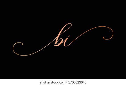bi or b, i Lowercase Cursive Letter Initial Logo Design, Vector Template