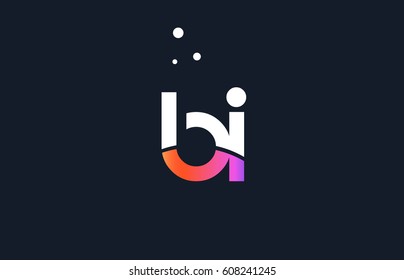 bi b i  pink modern creative purple alphabet white blue gradient company letter logo design vector icon template