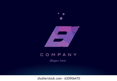 bi b i polygon polygonal letter alphabet text pink purple dots creative company logo vector icon design template