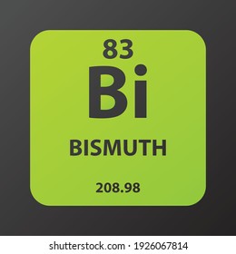 Bi Bismuth Post transition metal Chemical Element vector illustration diagram, with atomic number and mass. Simple gradient flat design for education, lab, science class.
