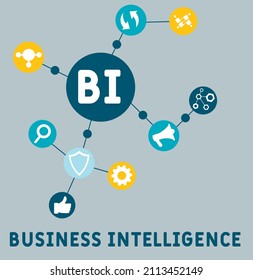 BI - Business Intelligence acronym. business concept background. vector illustration concept with keywords and icons. lettering illustration with icons for web banner, flyer, landing pag