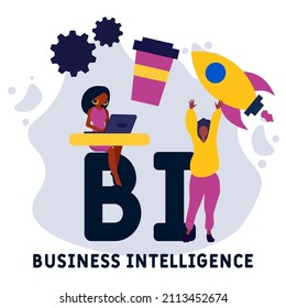 BI - Business Intelligence acronym. business concept background. vector illustration concept with keywords and icons. lettering illustration with icons for web banner, flyer, landing pag