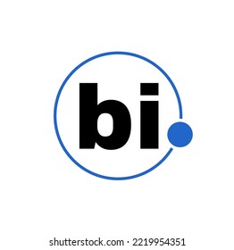 BI company name initial letters icon. BI in blue round monogram.