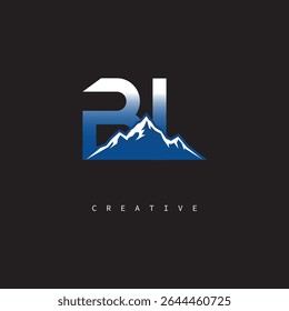 BI Creative Mountain Logo Bold Gradient Letter mark Branding Design for Business Outdoor Brands