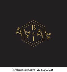 Logotipo inicial de boda elegante de BI con un diseño profesional de alta calidad que se imprimirá en cualquier medio impreso