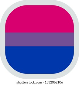 Bi flag, rounded square shape icon on white background, vector illustration