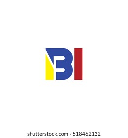 BI flat initial letter logo combining yellow blue red