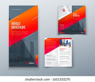 Diseño de folleto doble con formas cuadradas, plantilla corporativa para un volante doble. Diseño creativo plegado volante o bipliegue.