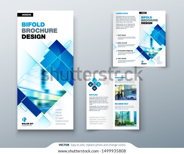 Bi Falzbroschuren Design Mit Quadratischen Formen Corporate Business Stock Vektorgrafik Lizenzfrei