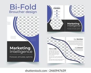 Bi Fold Brochure Design Template for Company, Corporate, Business, Advertising, Marketing, Agency. Business bi-fold brochure Template.