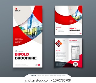 Bi Fold Brochure Or Flyer Design With Circle. Creative Concept Flyer Or Brochure.