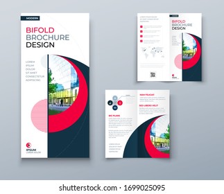 Bi fold brochure or flyer design with circle. Creative concept flyer or brochure.