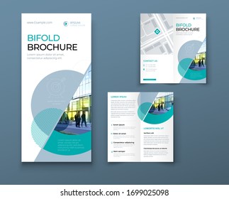 Bi Fold Brochure Or Flyer Design With Circle. Creative Concept Flyer Or Brochure.