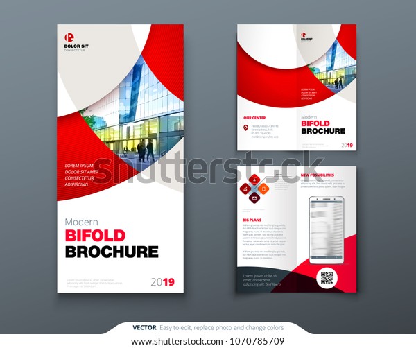 Bi Fold Brochure Flyer Design Circle Stock Vector Royalty Free