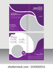 Bi fold Business Brochure Design Company profile Template Design. Fold Print Ready