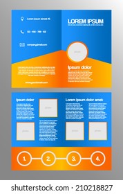 Bi fold business brochure template - orange and blue 