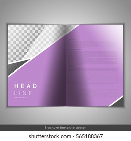 Bi fold business brochure template design. Stock vector.