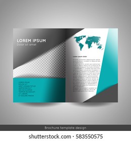 Bi fold business brochure template. Stock vector.