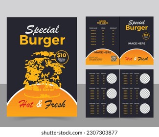 Bi Fold food menu brochure template design flyer design.