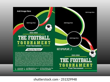Bi Fold Football Tournament Brochure Template vector illustration 