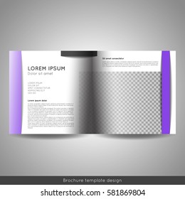 Bi fold square business or educational brochure template design. Stock vector.