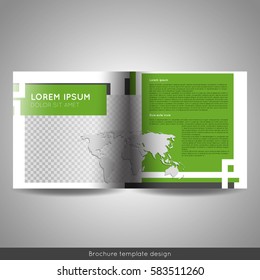 Bi fold square business or educational brochure template design. Stock vector.