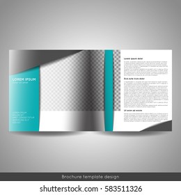 Bi fold square business or educational brochure template design. Stock vector.