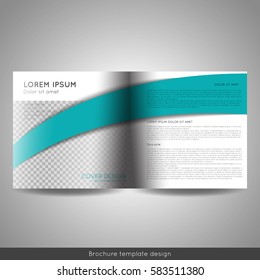 Bi fold square business or educational brochure template design. Stock vector.