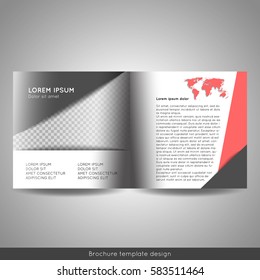Bi fold square business or educational brochure template design. Stock vector.