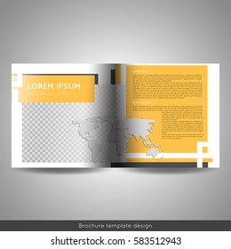 Bi fold square business or educational brochure template design. Stock vector.