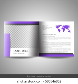 Bi fold square business or educational brochure template design. Stock vector.