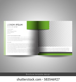 Bi fold square business or educational brochure template design. Stock vector.