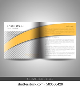 Bi fold square business or educational brochure template design. Stock vector.