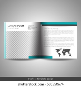 Bi fold square business or educational brochure template design. Stock vector.