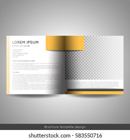 Bi fold square business or educational brochure template design. Stock vector.