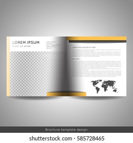 Bi fold square business or educational brochure template design. Stock vector.
