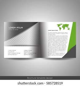 Bi fold square business or educational brochure template design. Stock vector.